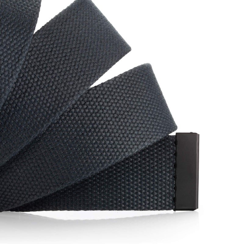 Mile High Life Cut To Fit Canvas Web Belt Size Up to 52" with Flip-Top Solid Black Military Buckle (Dark Gray) - Image 4